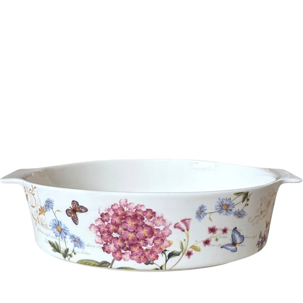 Park Chateau Floral Butterflies Oval Casserole Dish